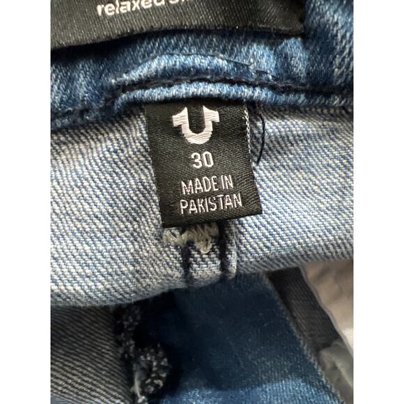 True Religion Geno Relaxed Slim Mens Distress Jean Light Breaker Rips Size 30 - Picture 11 of 13